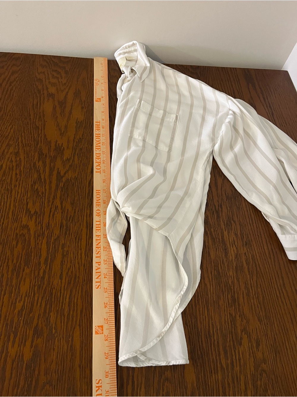 Anthropologie Maeve Neutral Striped Button-Up Tie Front Top Size XS Lightweight - Picture 11 of 11